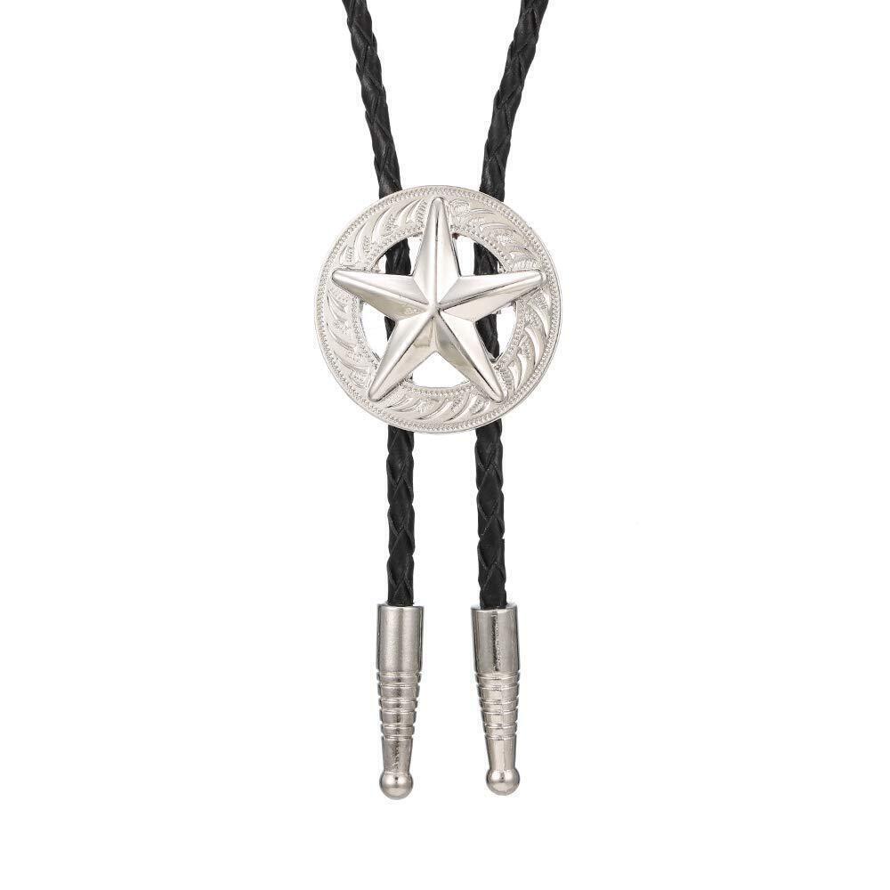 8160 Bolo Tie Native American Cowboy Retro Silver Star Bola Ties Handmade